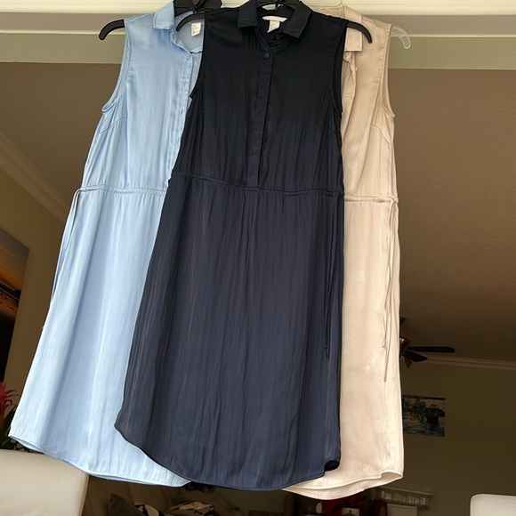 3 dresses by H&M size 32 / 2 in baby blue, beige and navy, comfy, lightweight - Picture 1 of 10